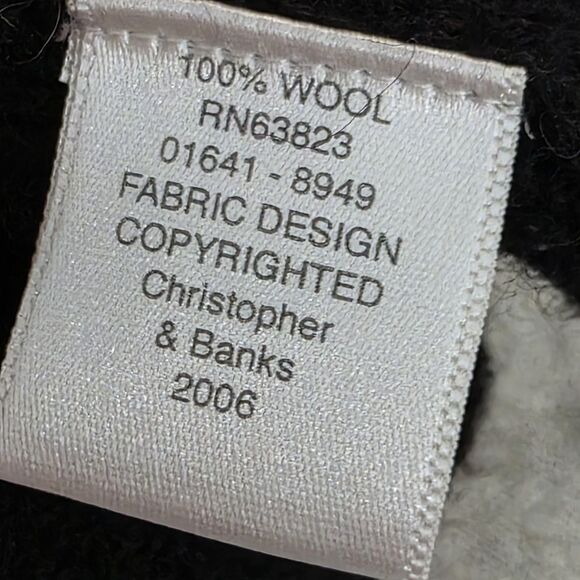 Christopher & Banks 100% Wool Zip-Up Cardigan Size Large Floral Embroidered - Picture 9 of 9